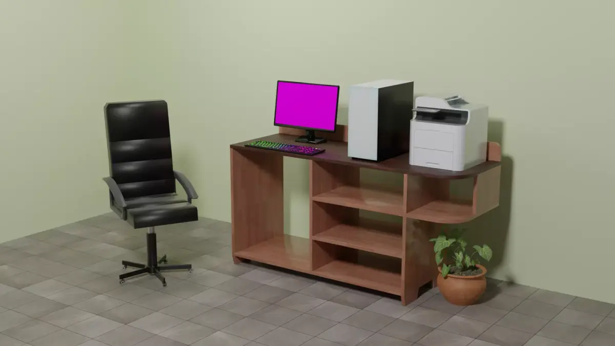 3D Computer Table Free 3D model