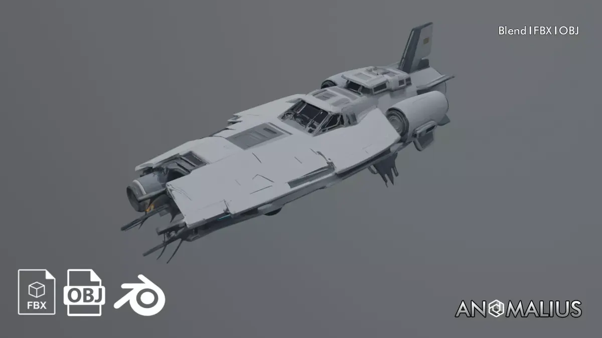 destroyed spaceship 3D model
