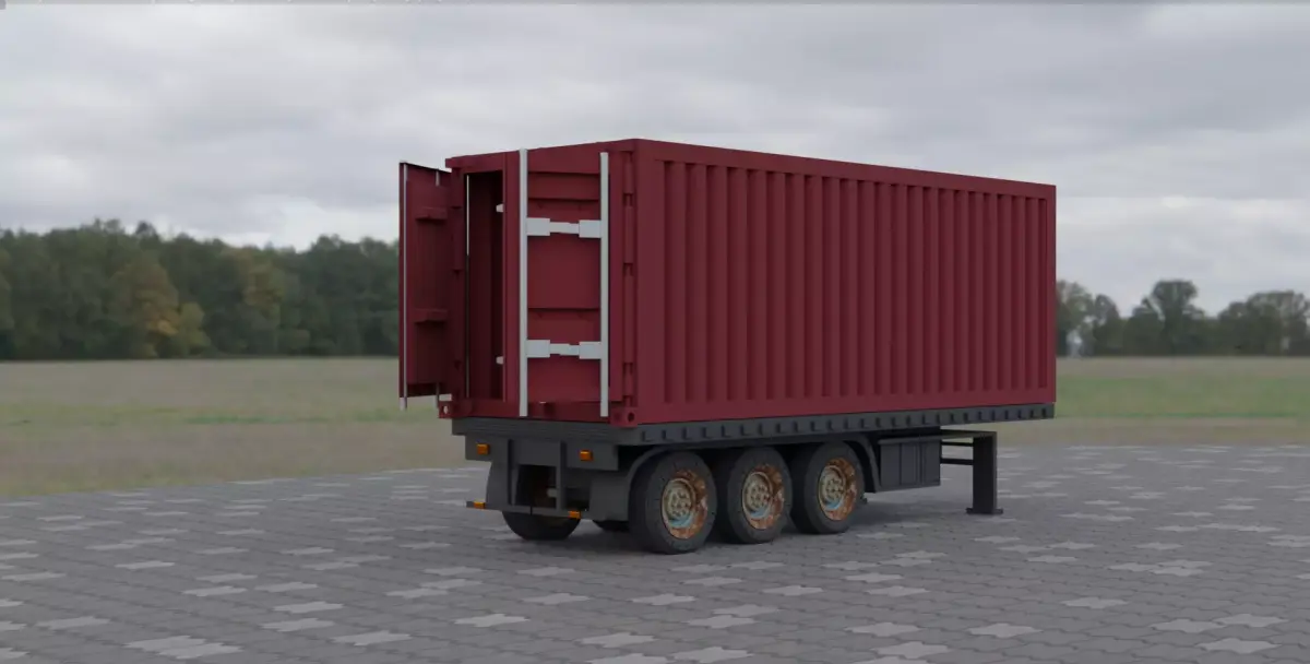  Container Trailer low-poly 3d model 3D model