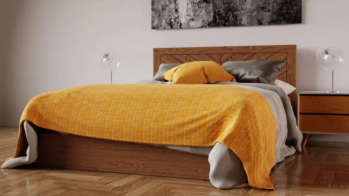 Modern Wooden Bed Free 3D model
