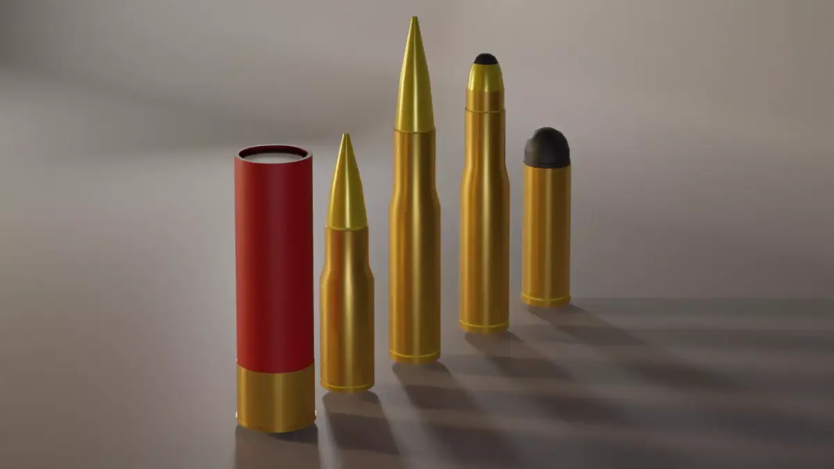 Bullet Set group of bullets Low-poly 3D model
