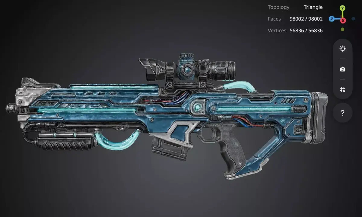Futuristic Blue Gun 3D model purchase