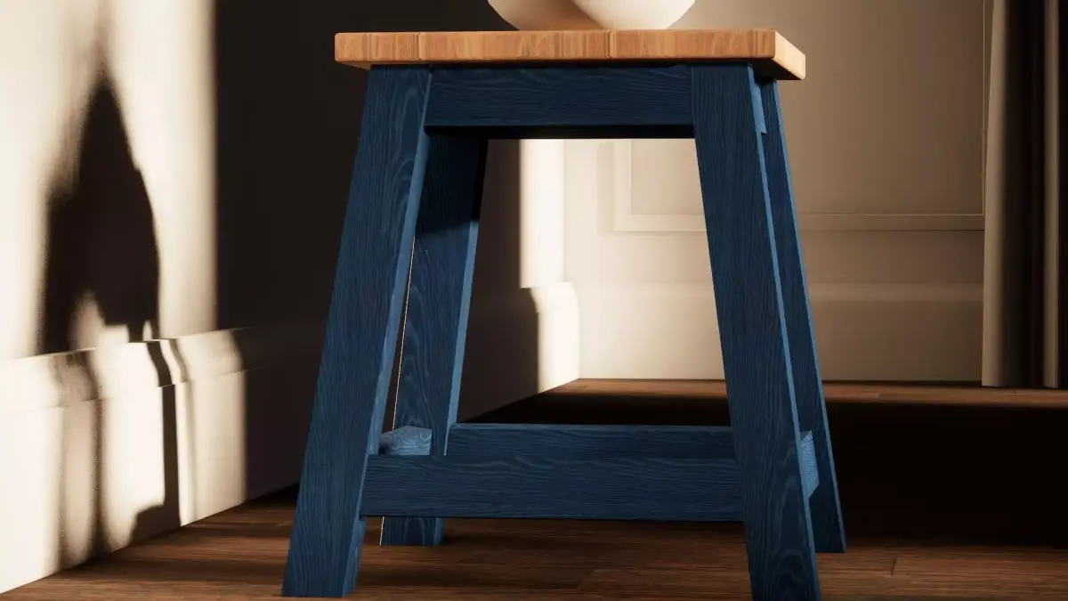Wooden Table Stool  Free 3D model
