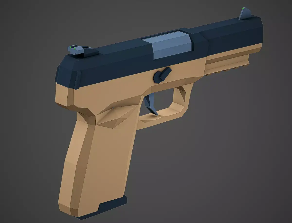 Stylized FiveSeven Pistol Low Poly Mobile Ready Low-poly 3D model