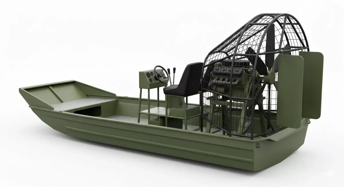Realistic Modern Tactical Airboat Swamp Craft 3D Model Low-poly 3D model
