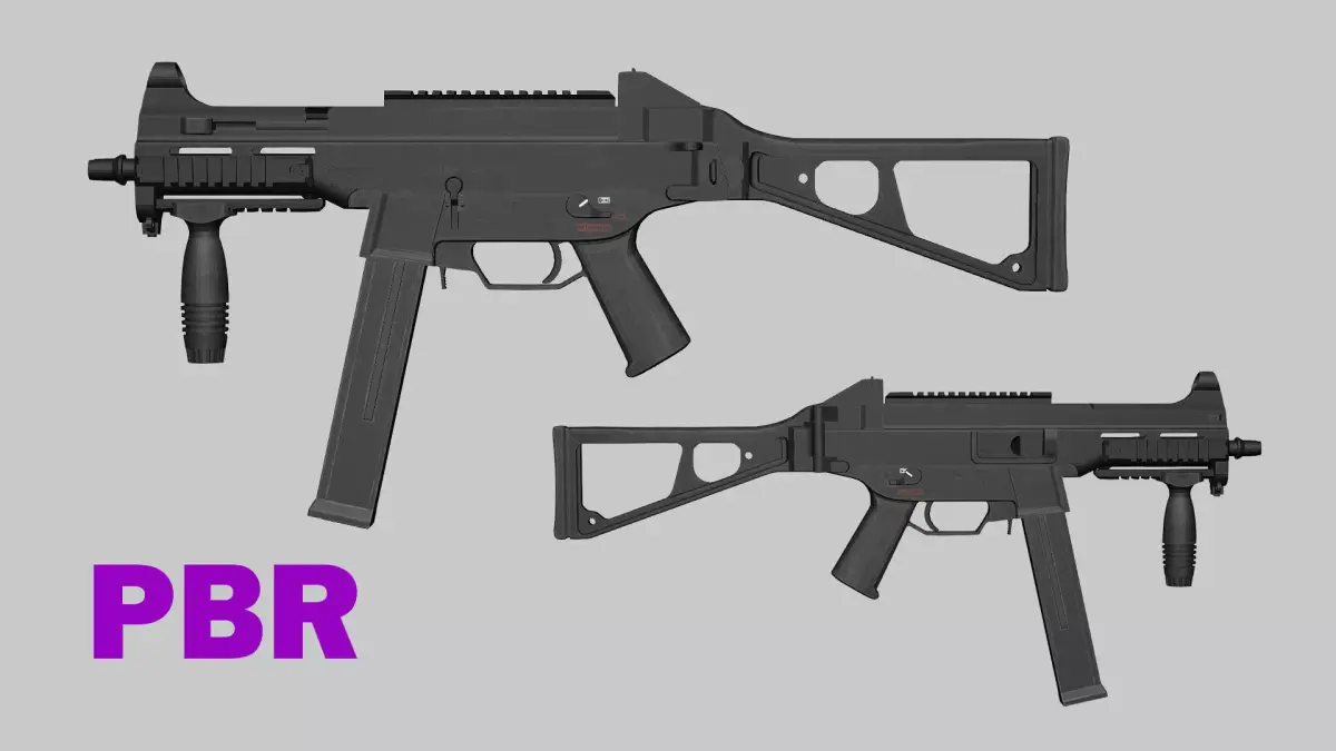 UMP 45 Submachine Gameready Gun Low-poly 3D Model Low-poly 3D model