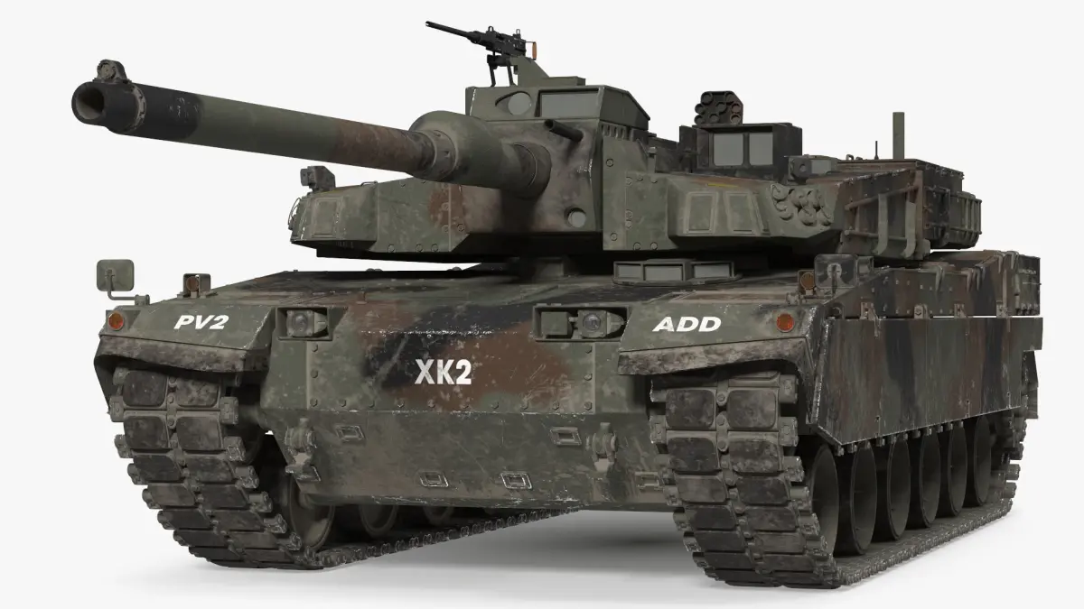 Korean Tank K2 Camouflage Color Dirty Rigged 3D model