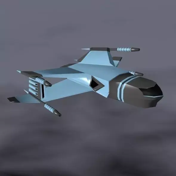 Lowpoly space attacker concept Low-poly 3D model