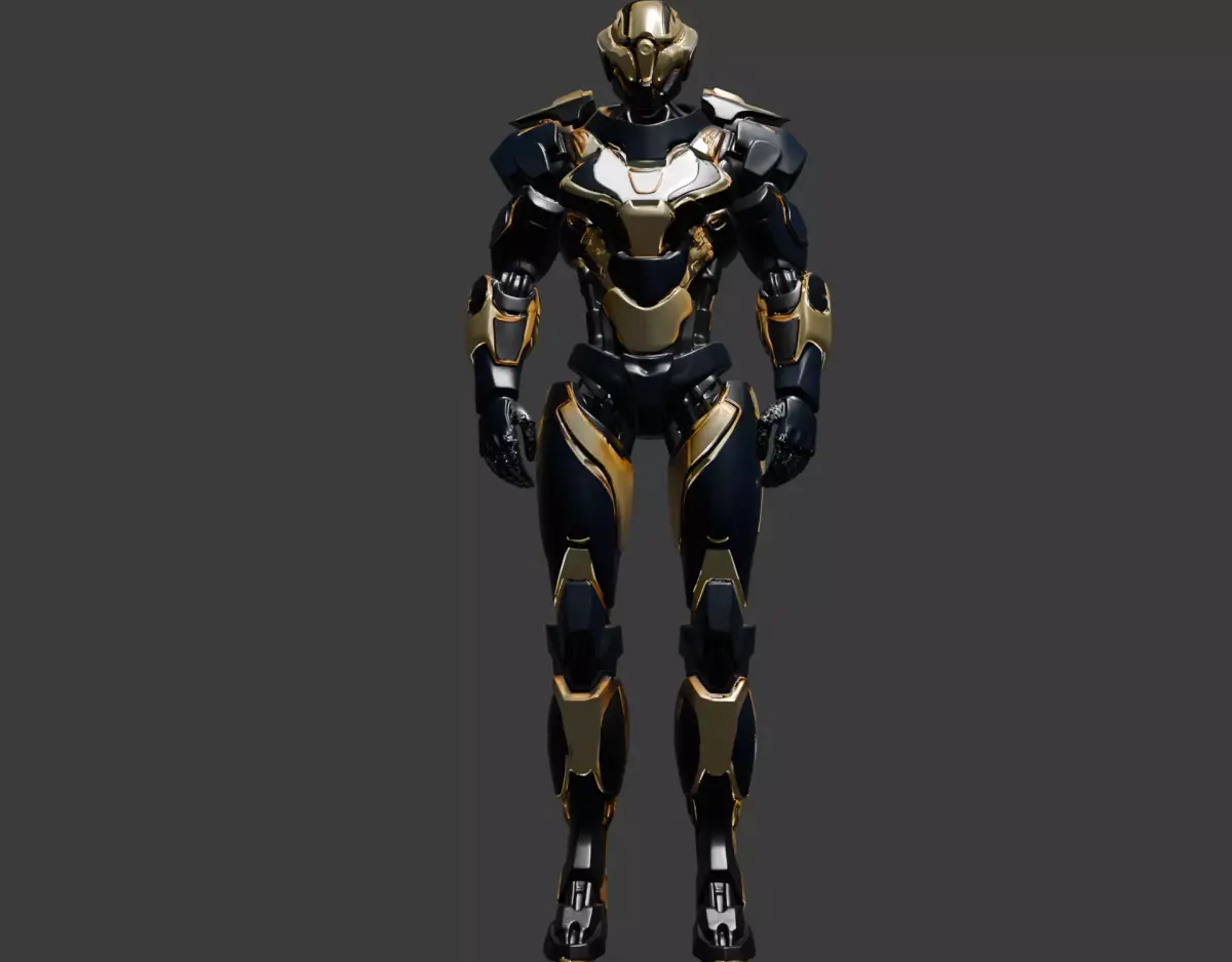 Black Gold Sci Fi Mech Suit 3D model