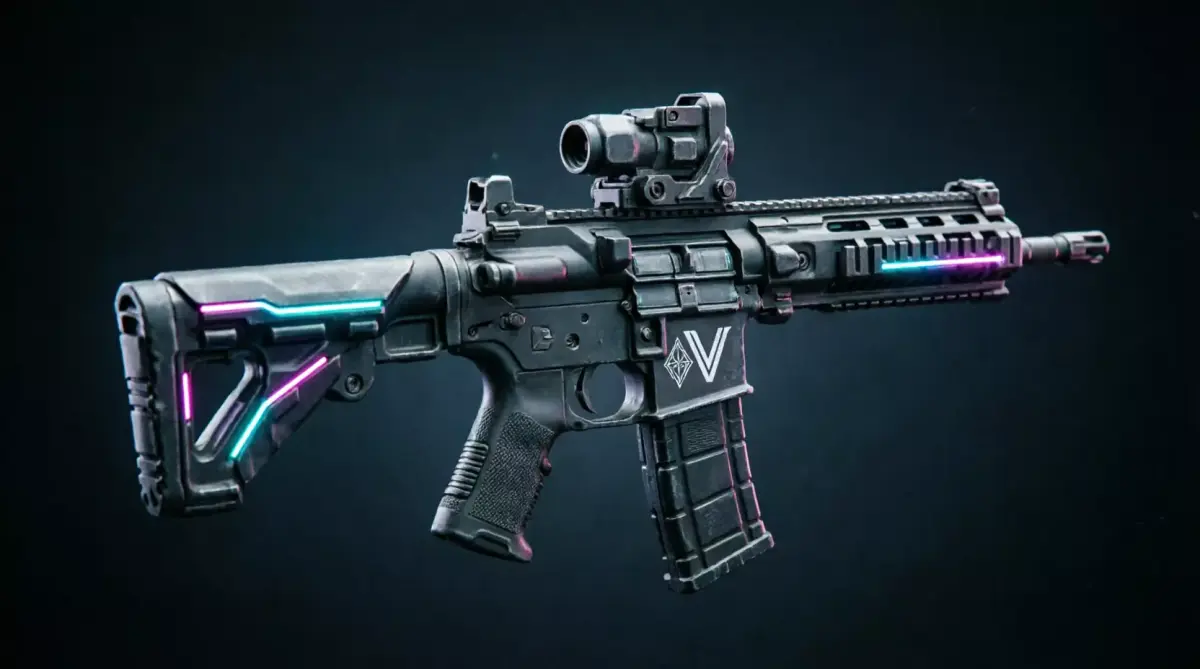 Sci-Fi Tactical Assault Rifle - Cyberpunk Iridescent Skin Low-poly 3D model