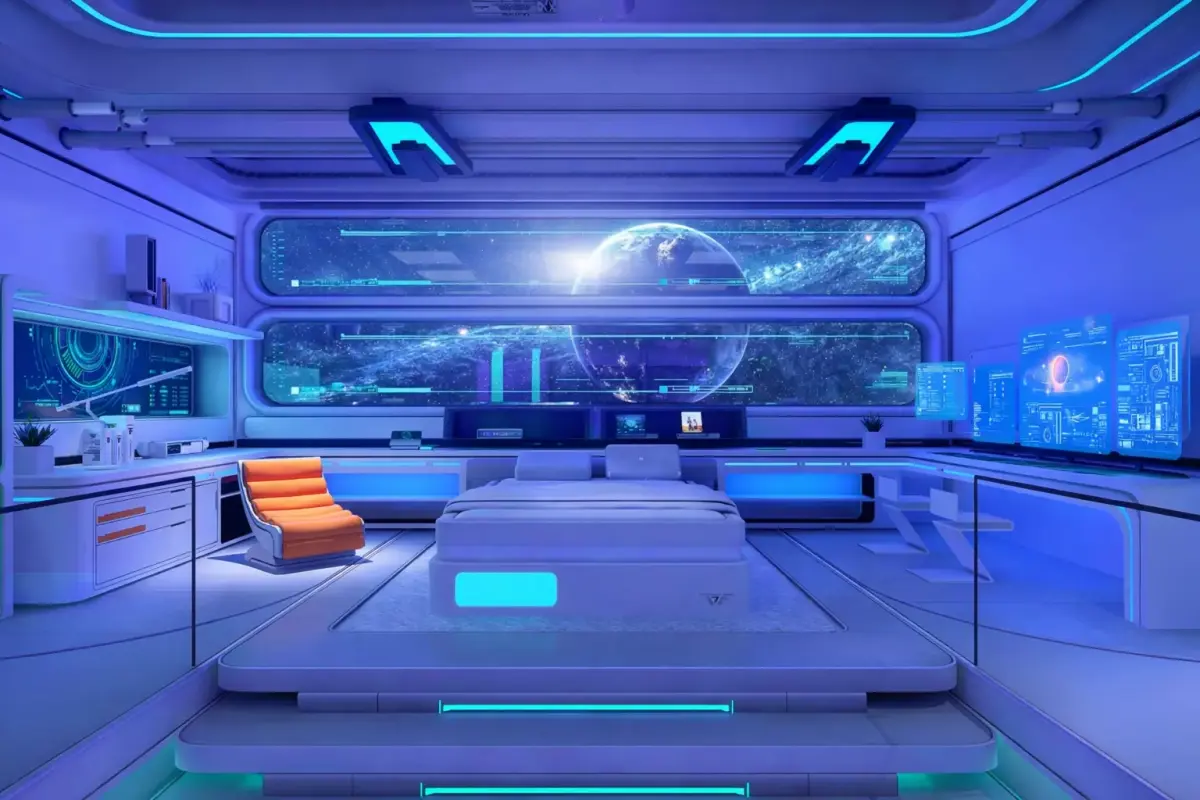 Futuristic Space Command Bedroom 3D Model 3D model