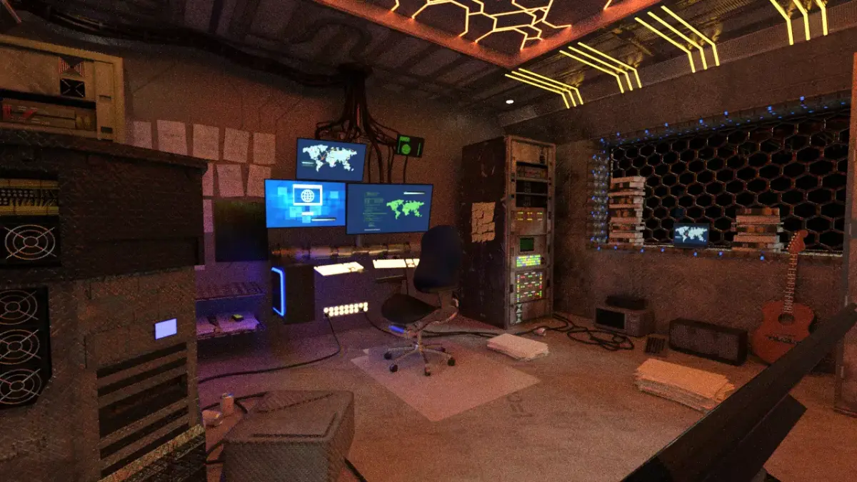 Science fiction hacker server room 3D model