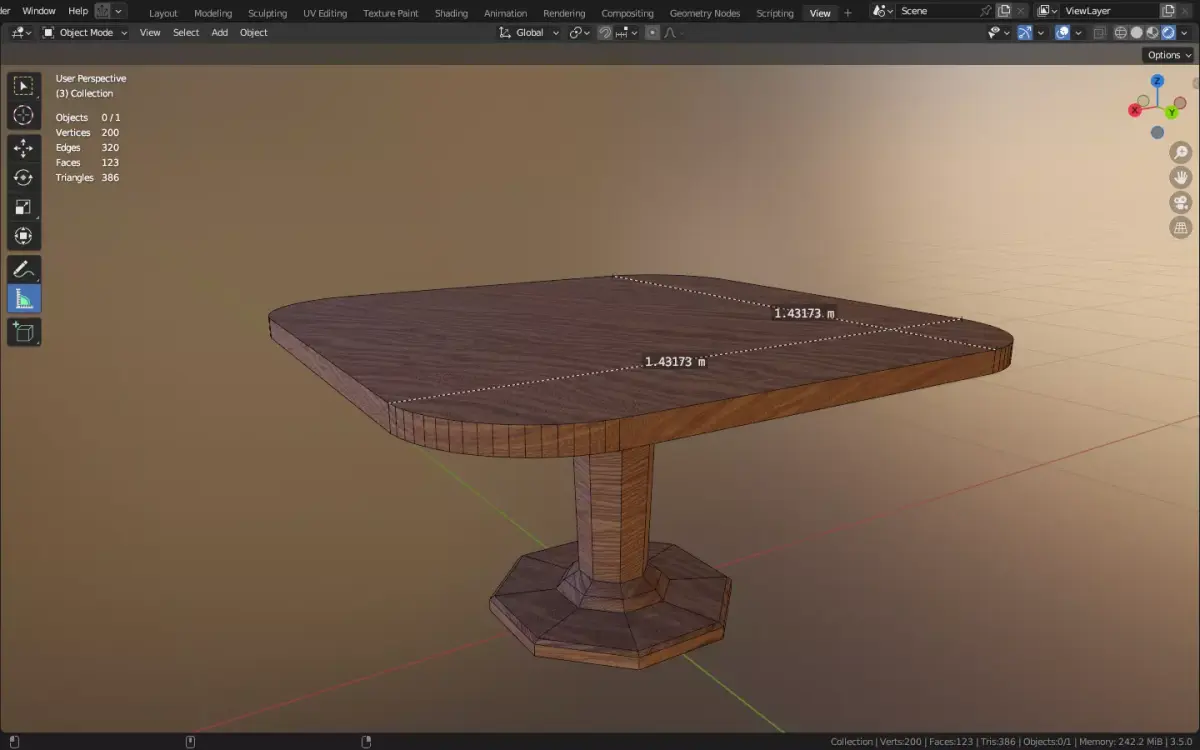 square table model High-quality low-poly  Free low-poly 3D model