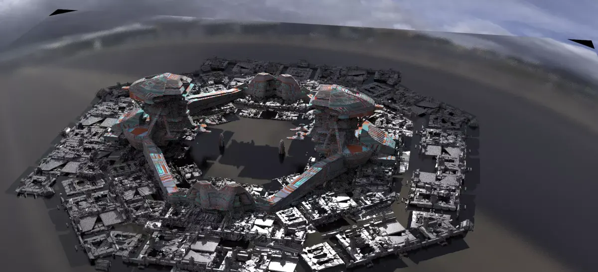 Moon base pad base with extras 3D model