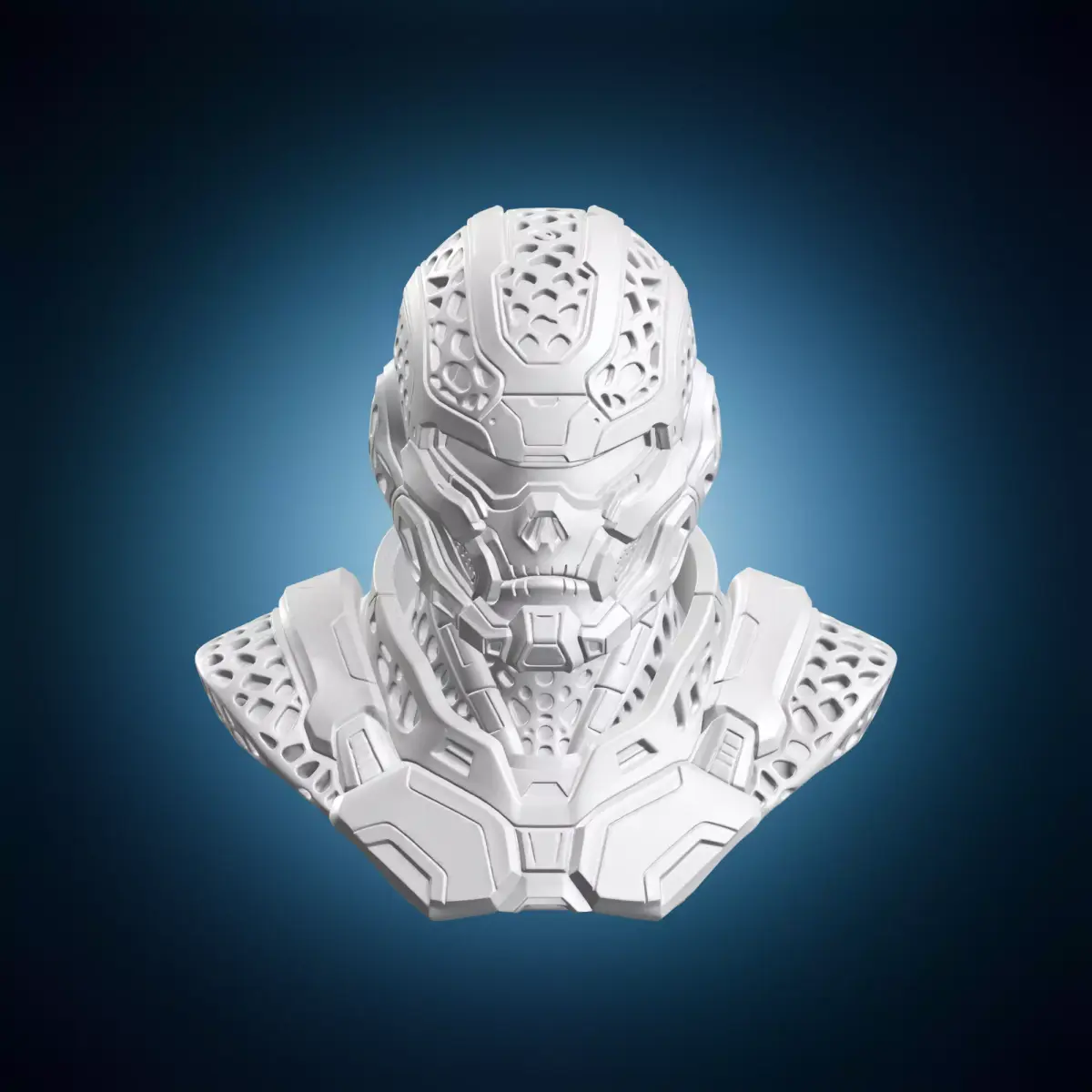 Futuristic Robotic Skull Face Bust 3D print model