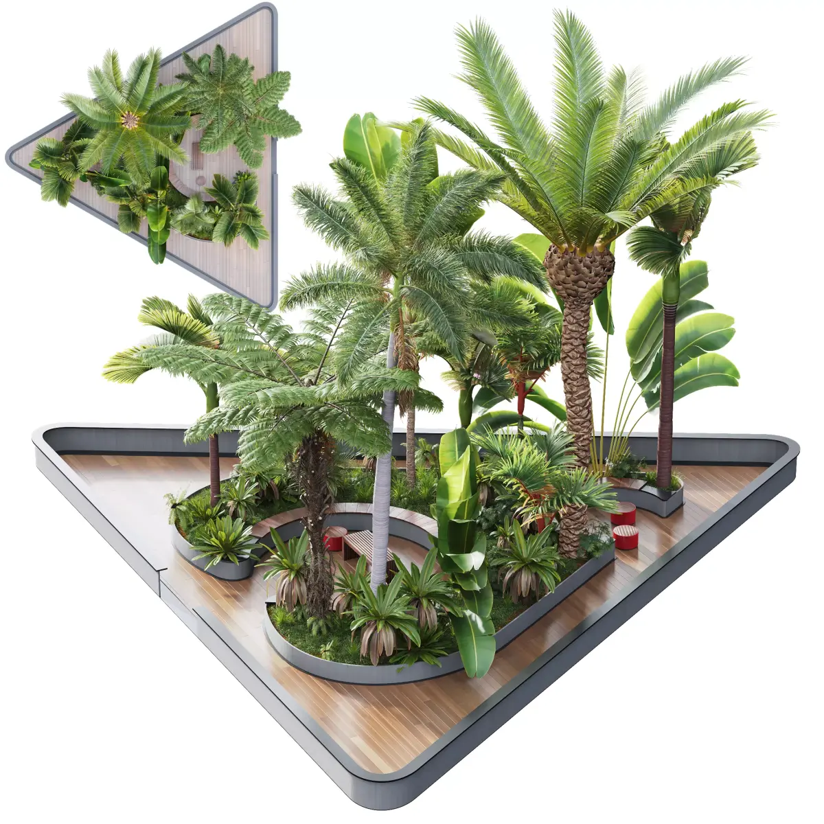 HQ HOTEL Outdoor Plants Set Free 3D model