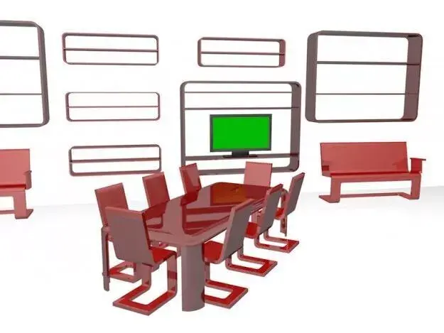 Minimal Design Furniture Set and Led TV Free 3D model