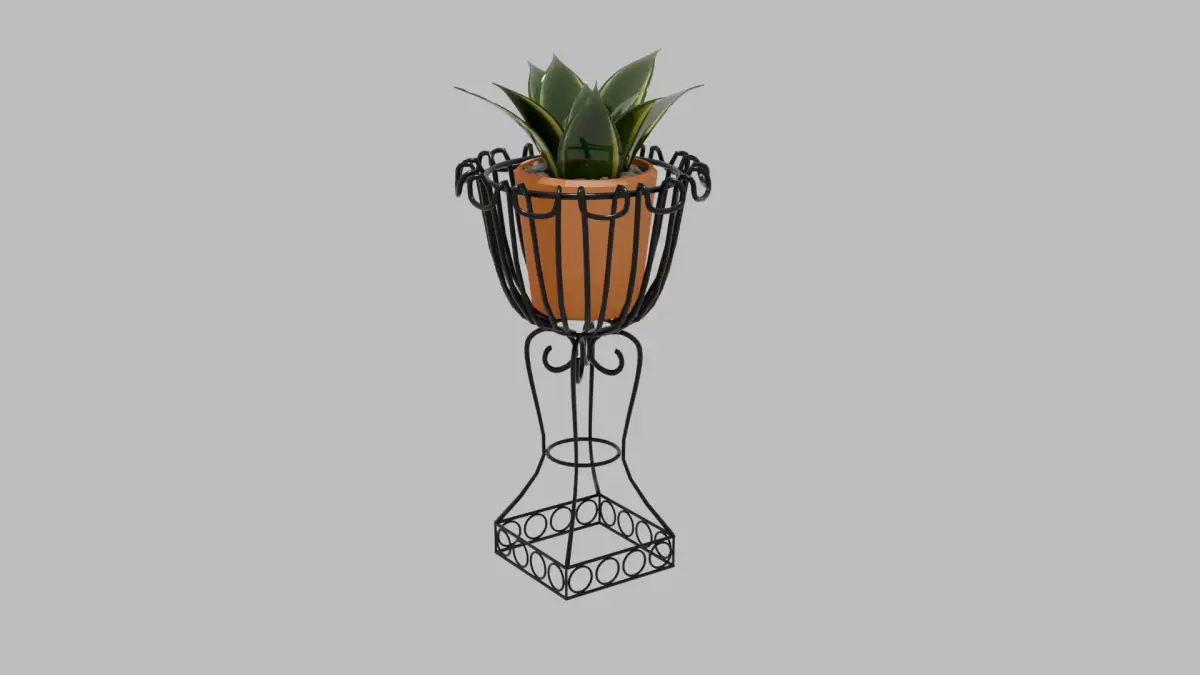 Vintage Wrought Iron Plant Stand Low-poly 3D model