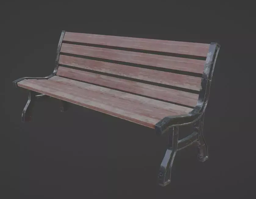 Old Bench Low-poly 3D model