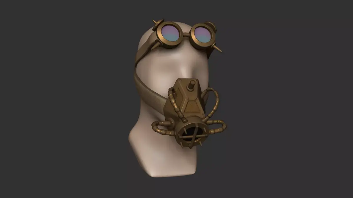 Steampunk Gas Mask - SciFi Character Design - Goggles Low-poly 3D model