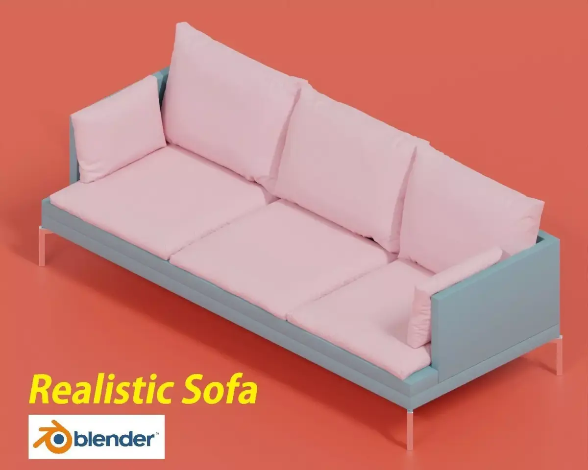 3D Realistic Sofa model with two pillows Free 3D model