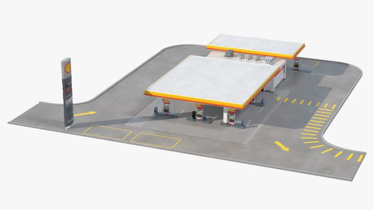 Shell Petrol Station Large 3D model