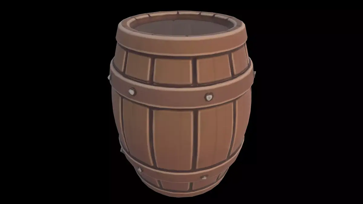 Low Poly Stylized Wooden Barel Low-poly 3D model