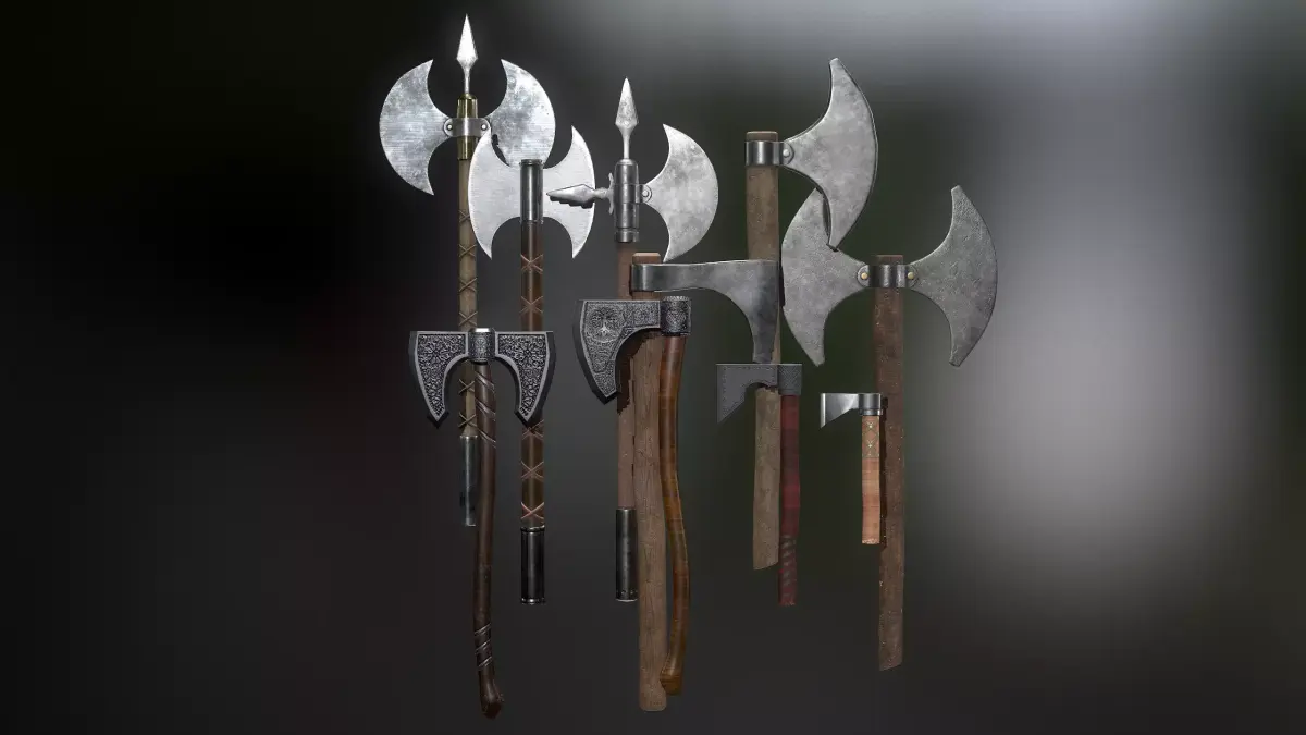 Medieval Weapons Axe Collection-01 Low-poly 3D model