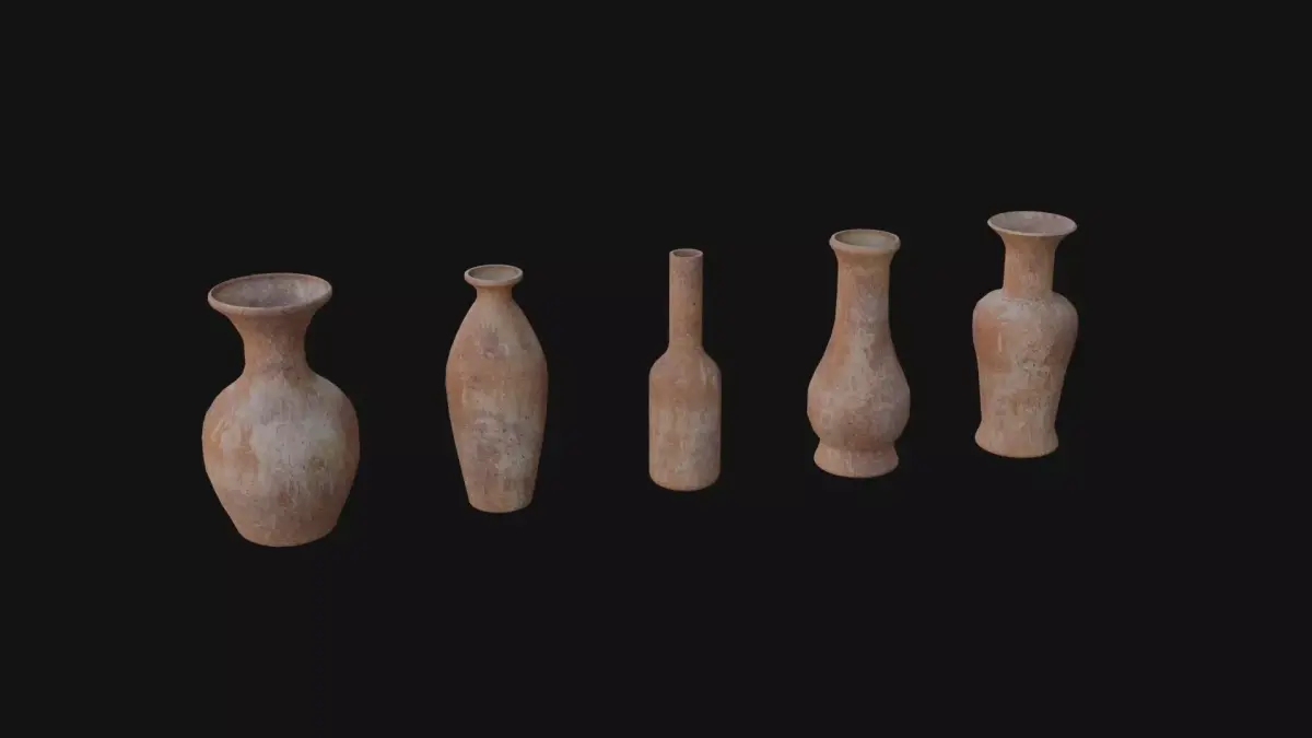 old Vases set 1 Low-poly 3D model