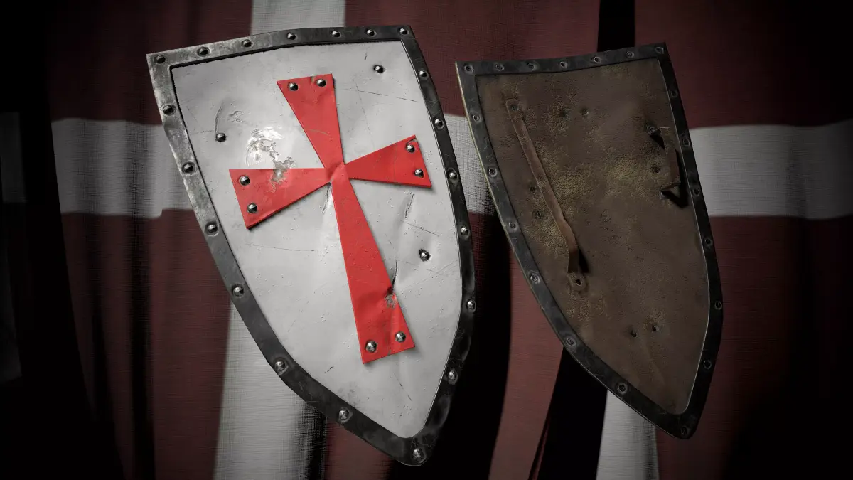 Medieval templar knight shield Game ready Low-poly 3D model