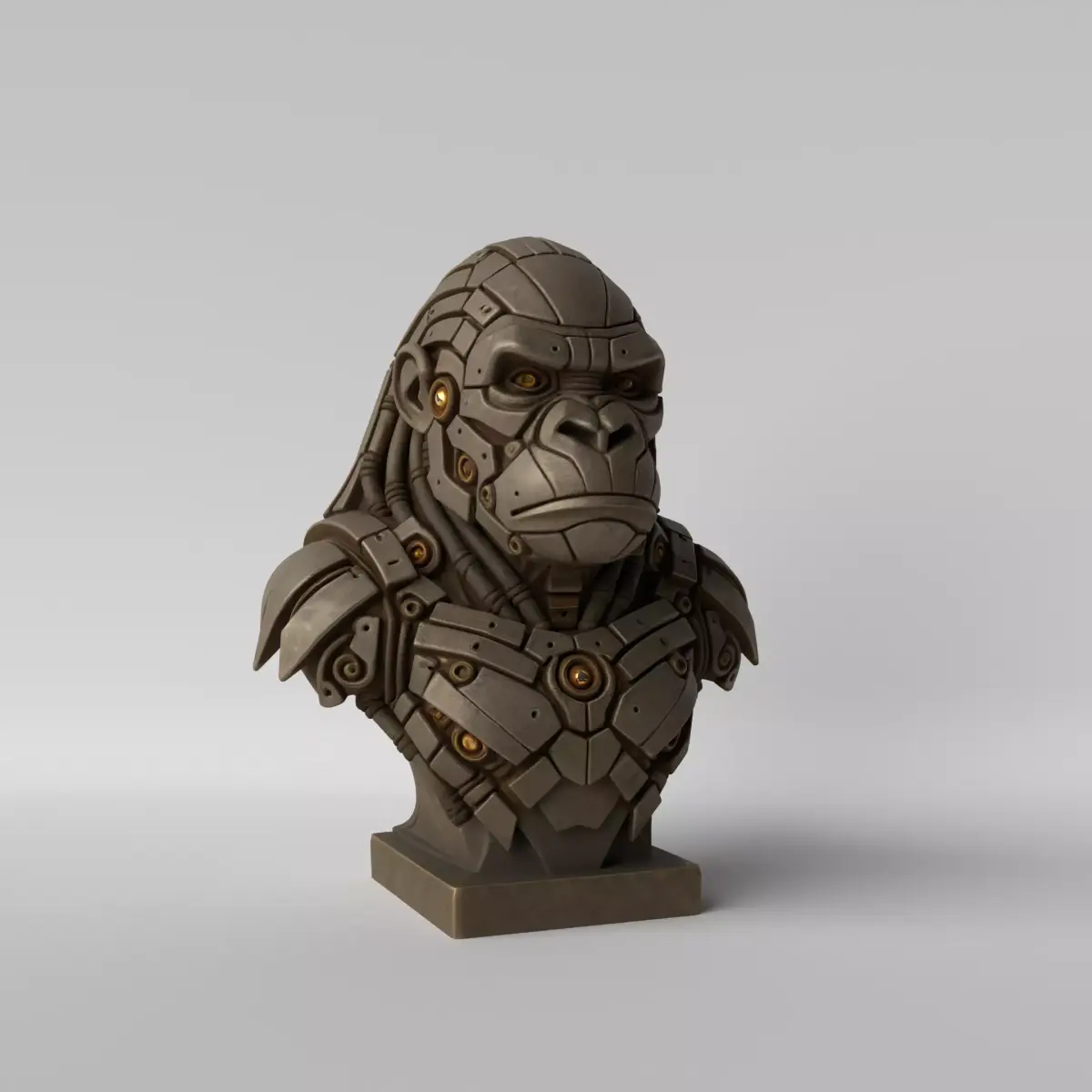 Cyber Gorilla  Futuristic Mecha Gorilla Bust 3D print model