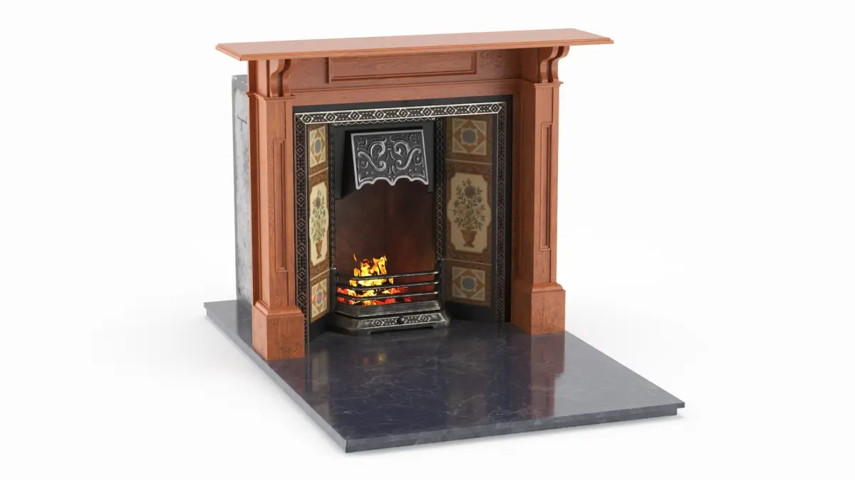 Victorian Fireplace with Fire 3D model