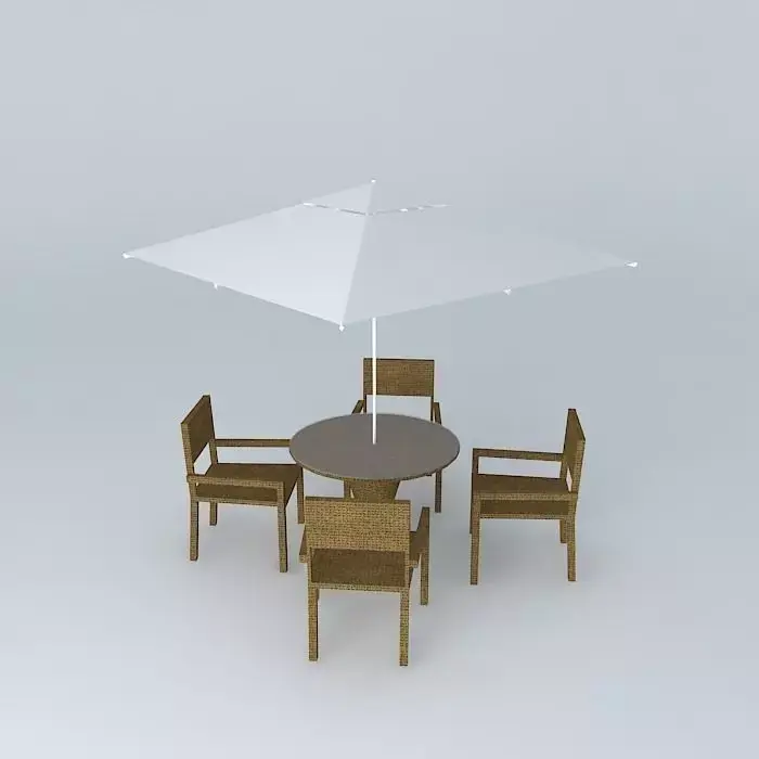 Table with chairs and ombrelone Free 3D model