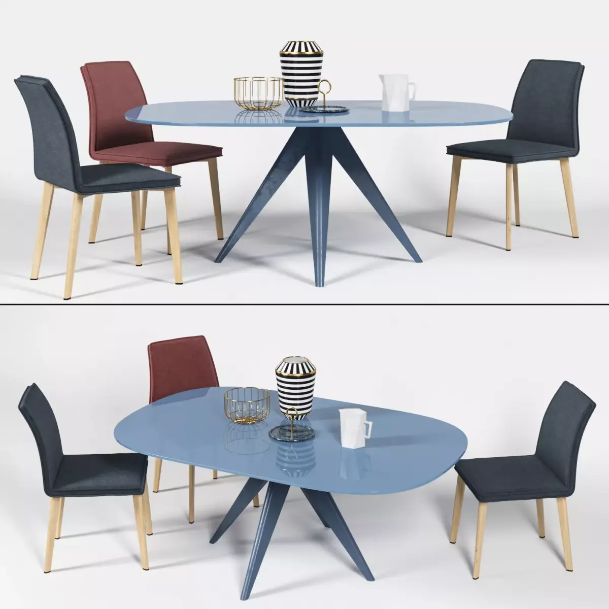 Bonaldo Lias chair and Noa table Free 3D model