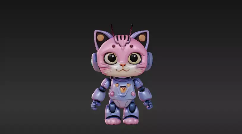 Robot Cat 3D Model - Game Ready - Low poly Low-poly 3D model get
