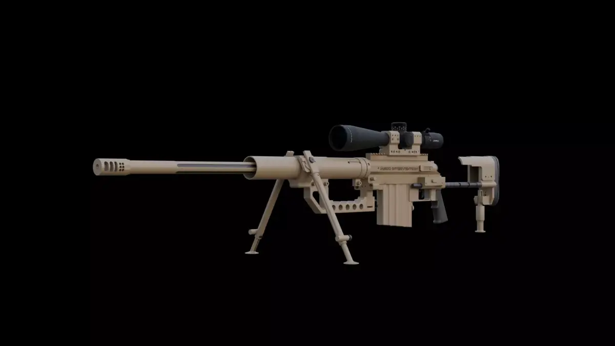 Tactical Bolt Action Sniper Rifle Game Ready Low Poly Low-poly 3D model