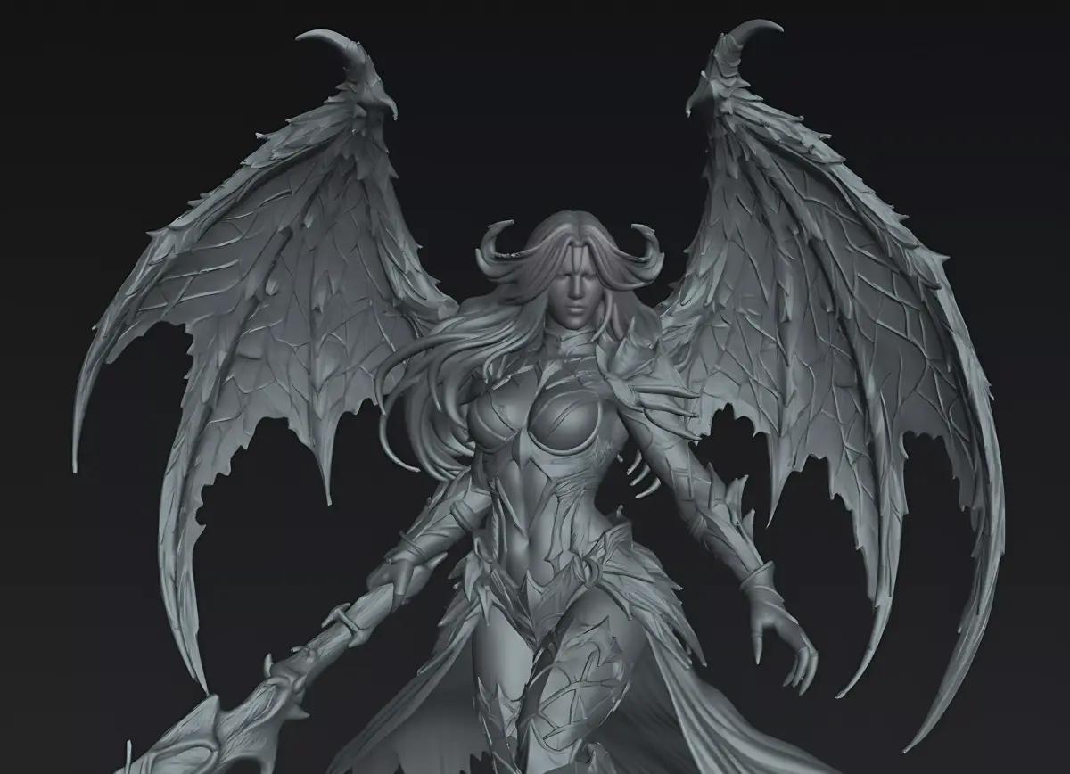 Demon Brutal Demon Queen 32mm Dark Fantasy STL 3D print model