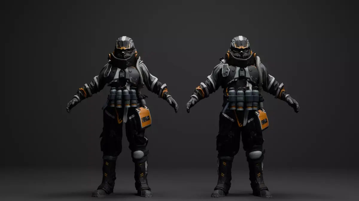Sci Fi Engineer Characters Male Female Fully Rigged Animated Low-poly 3D model