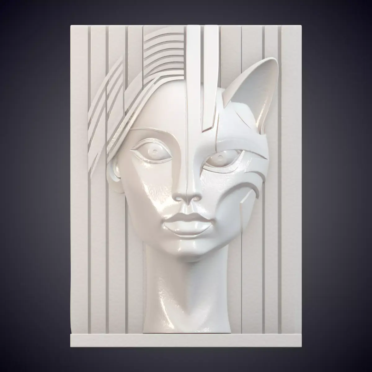 Abstract Cybernetic Woman Relief PM-770 3D print model