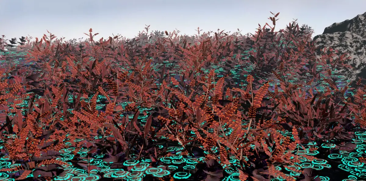 Glowing alien herbs and bushes 7 Low-poly 3D model