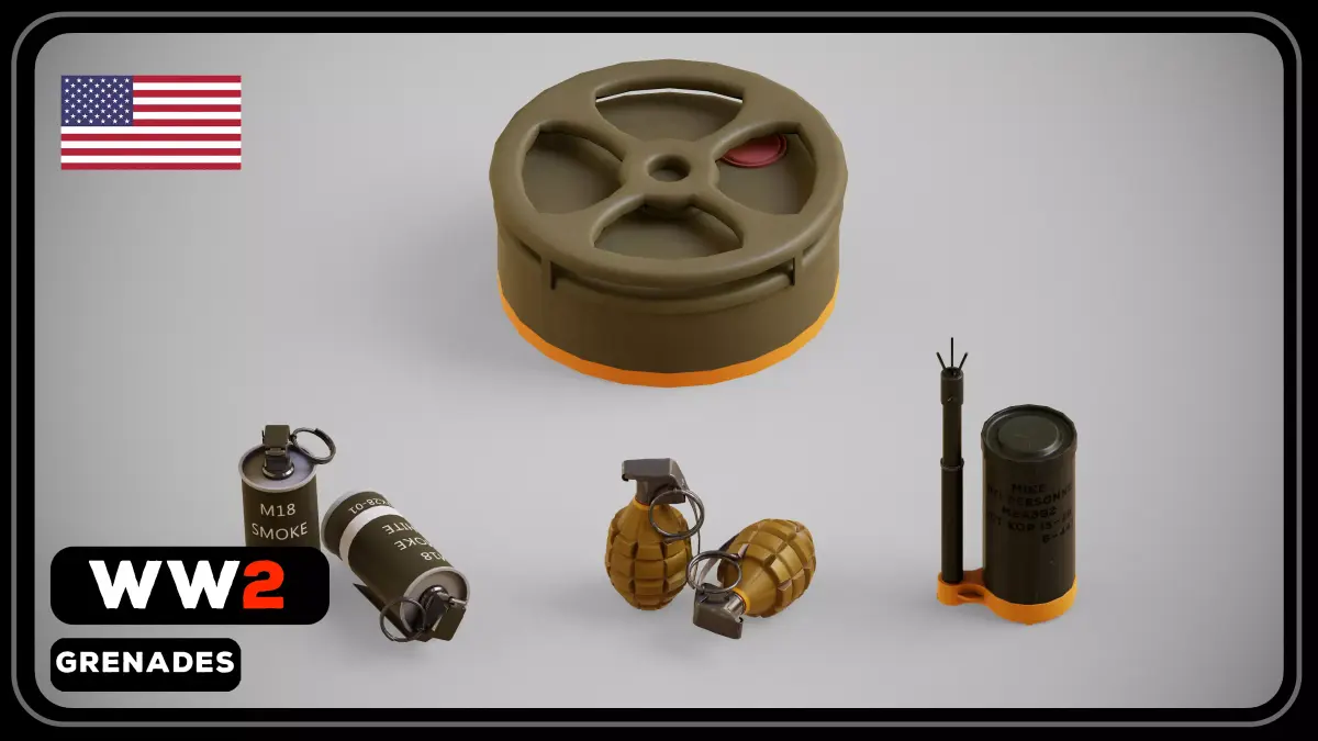 US WW2 Explosive equipment Low-poly 3D model