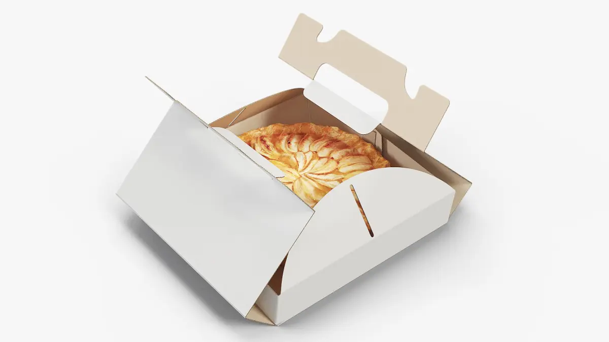 Pear Pie in White Cardboard Box with Handles 3D model