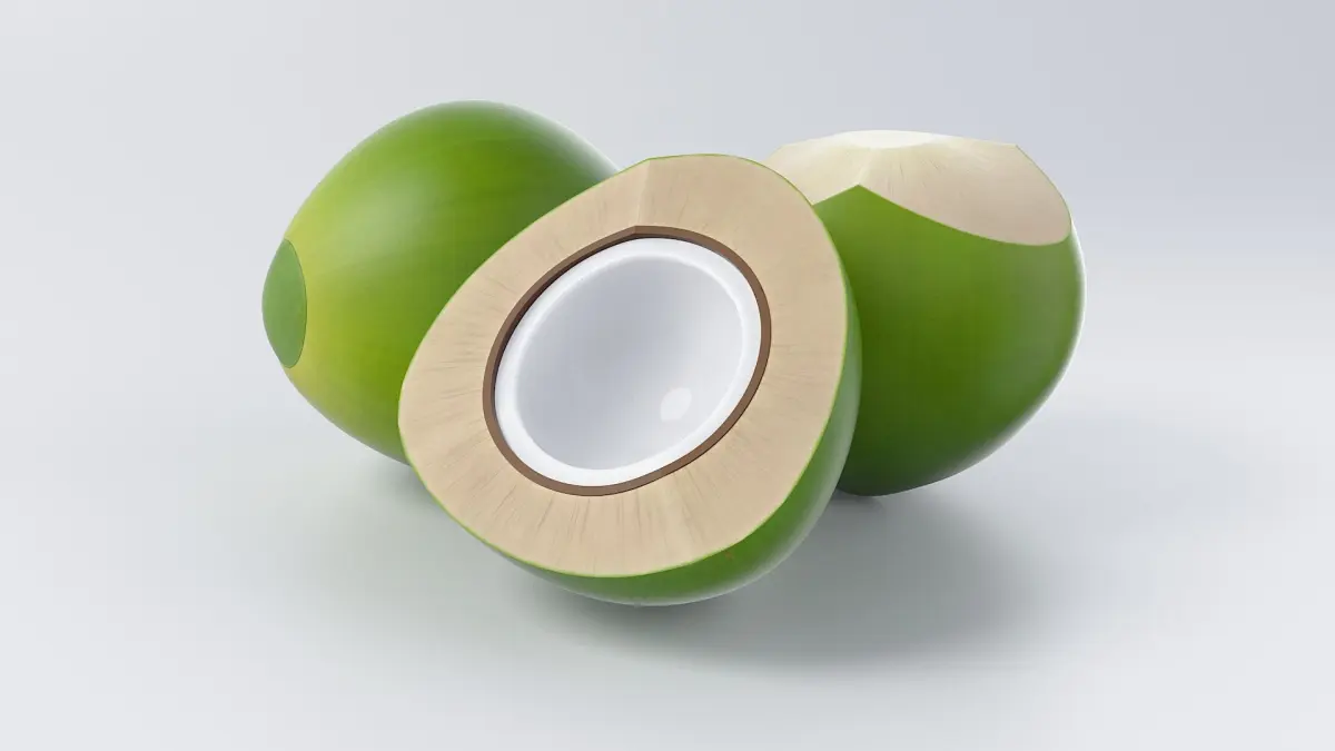 Cartoon Green Coconut Set 3D model