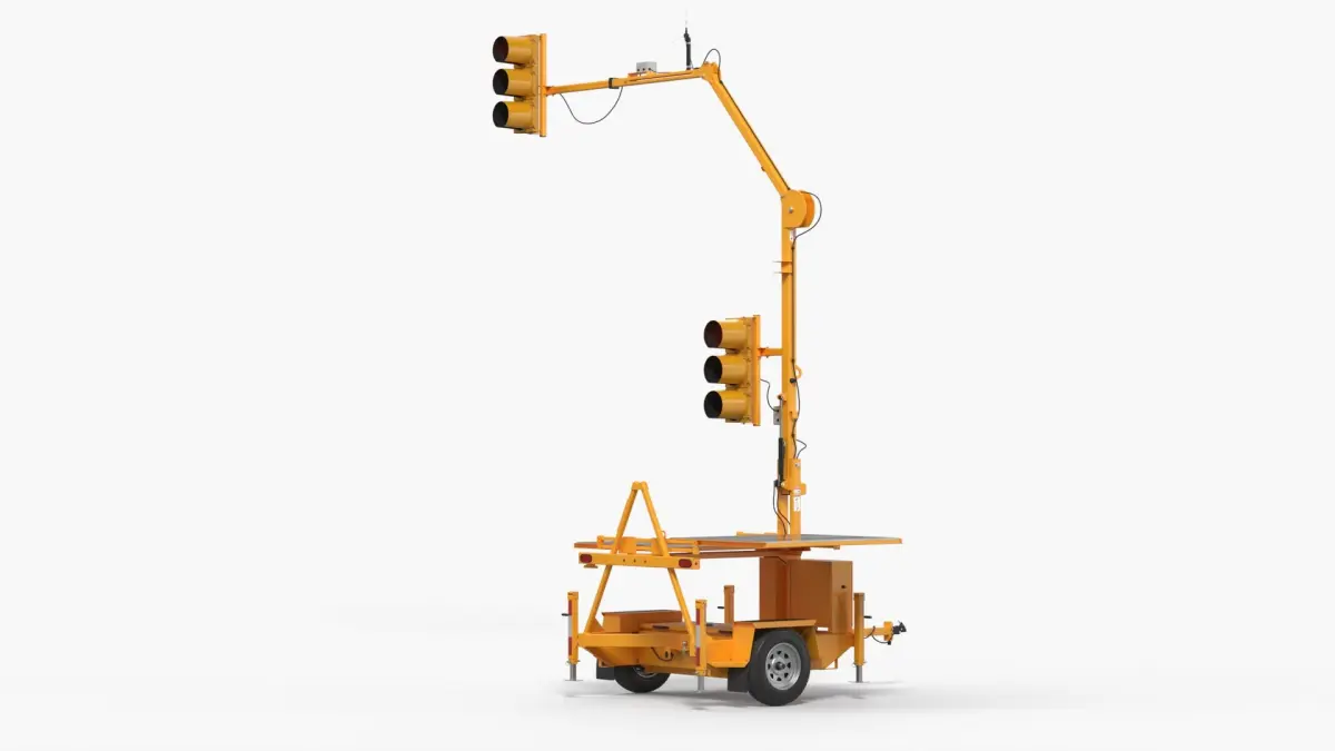 Mobile Traffic Signal Arm Trailer Yellow 3D model purchase