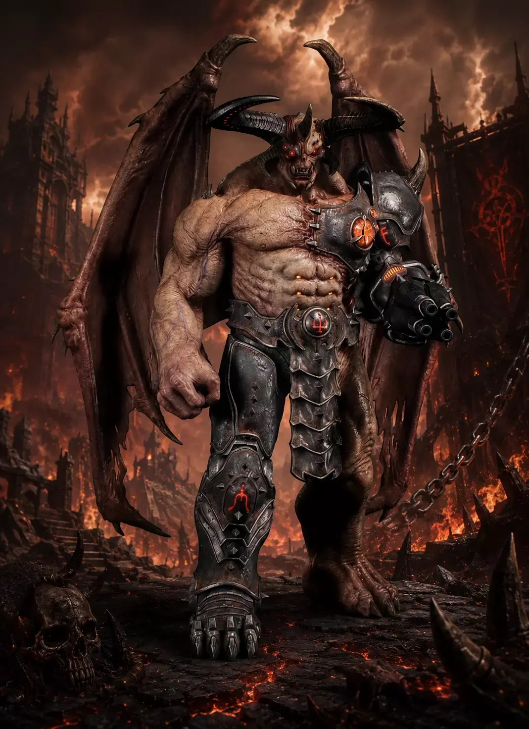 Infernal Cyber Demon STL Dark Apocalypse Collector Statue 3D print model