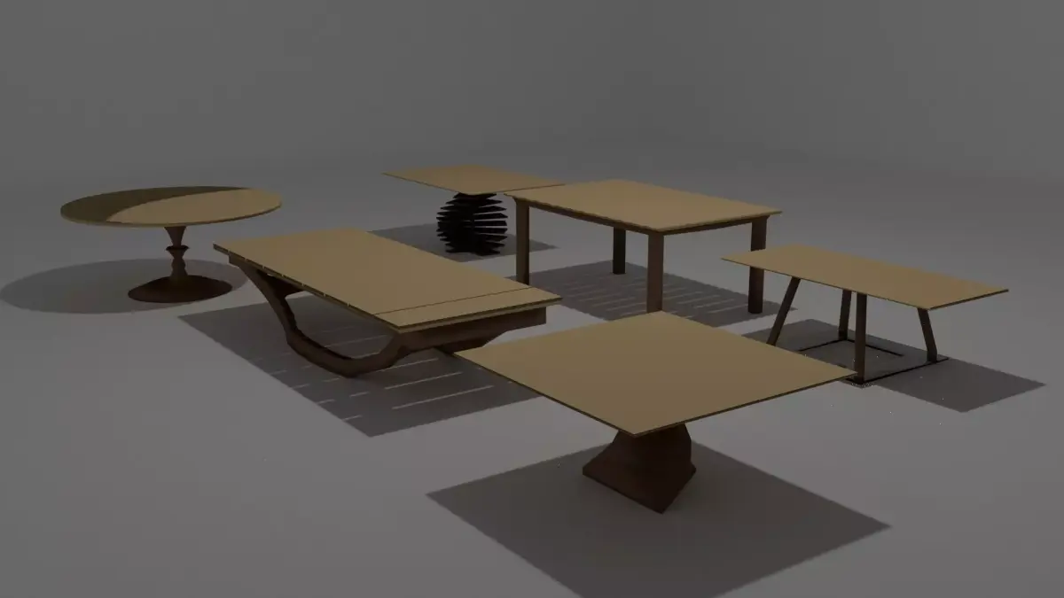 Table set of tables and chairs Free low-poly 3D model