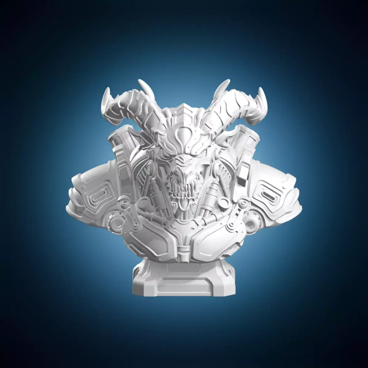 Cyborg Horned Demon Bust 3D print model