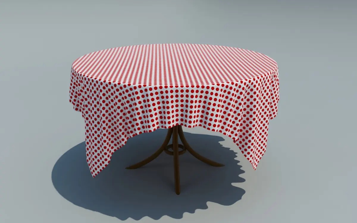 Table with simulated cloth 3D model