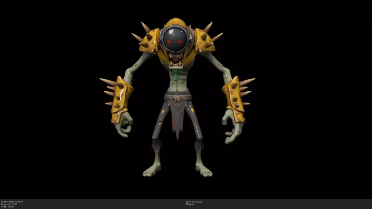 Stylized Armored Cyborg Zombie Game Ready - AI Low-poly 3D model