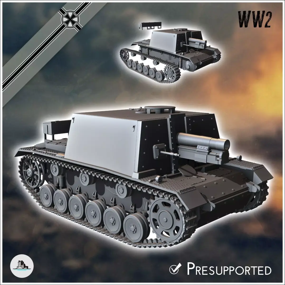 Sturm-Infanteriegeschutz 33B StuiG-33B - miniatures tabletop sce 3D print model